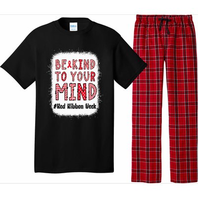 Bleached Be Kind To Your Mind Leopard Red Ribbon Week Pajama Set