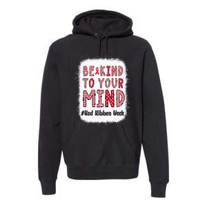 Bleached Be Kind To Your Mind Leopard Red Ribbon Week Premium Hoodie