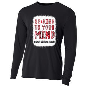 Bleached Be Kind To Your Mind Leopard Red Ribbon Week Cooling Performance Long Sleeve Crew