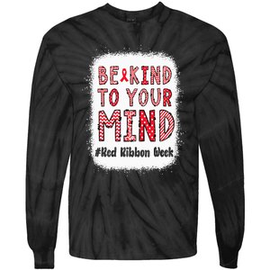 Bleached Be Kind To Your Mind Leopard Red Ribbon Week Tie-Dye Long Sleeve Shirt