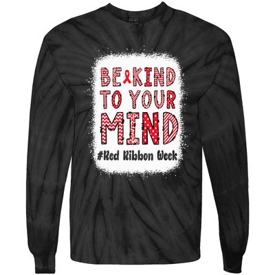 Bleached Be Kind To Your Mind Leopard Red Ribbon Week Tie-Dye Long Sleeve Shirt