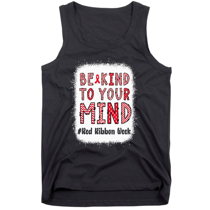 Bleached Be Kind To Your Mind Leopard Red Ribbon Week Tank Top