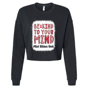 Bleached Be Kind To Your Mind Leopard Red Ribbon Week Cropped Pullover Crew