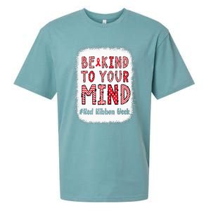 Bleached Be Kind To Your Mind Leopard Red Ribbon Week Sueded Cloud Jersey T-Shirt