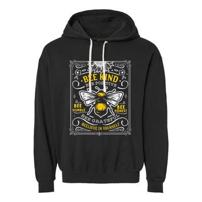 Bumblebee Bee Kind Bee Humble Save The Bees Cottage Core Garment-Dyed Fleece Hoodie