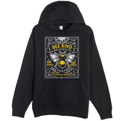 Bumblebee Bee Kind Bee Humble Save The Bees Cottage Core Premium Pullover Hoodie