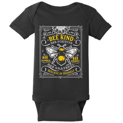 Bumblebee Bee Kind Bee Humble Save The Bees Cottage Core Baby Bodysuit