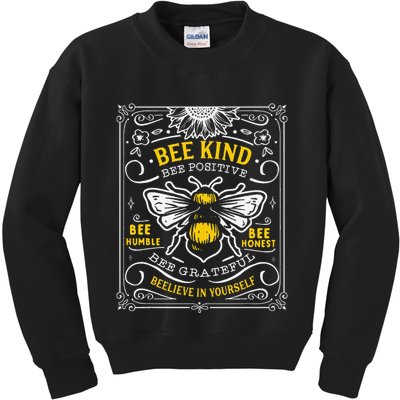 Bumblebee Bee Kind Bee Humble Save The Bees Cottage Core Kids Sweatshirt