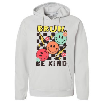 Bruh Be Kind Funny Orange Anti Bullying Unity Day Performance Fleece Hoodie