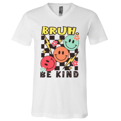 Bruh Be Kind Funny Orange Anti Bullying Unity Day V-Neck T-Shirt