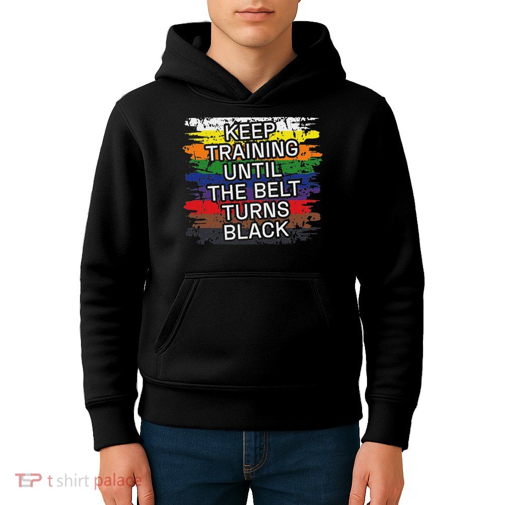 Black Belt Keep Training Martial Art Karate Tae Kwon Do Kick Kids Hoodie
