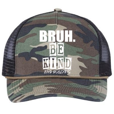 Bruh Be Kind Funny Orange Anti Bullying Unity Day Retro Rope Trucker Hat Cap