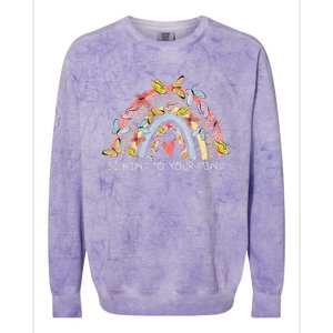 Butterflies Be Kind To Your Mind Rainbow Mental Health Colorblast Crewneck Sweatshirt