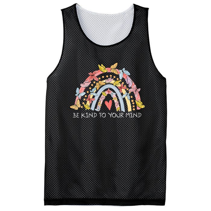 Butterflies Be Kind To Your Mind Rainbow Mental Health Mesh Reversible Basketball Jersey Tank