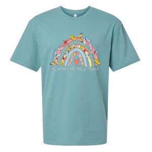 Butterflies Be Kind To Your Mind Rainbow Mental Health Sueded Cloud Jersey T-Shirt