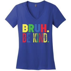 Bruh Be Kind Autism Awareness Support For Family And Cute Gift Women's V-Neck T-Shirt