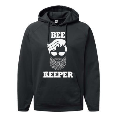 Beekeeper bee keeper funny bees beard Performance Fleece Hoodie