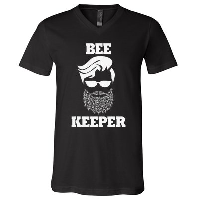 Beekeeper bee keeper funny bees beard V-Neck T-Shirt