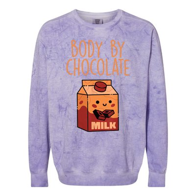 Body By Kawaii Chocolate Milk Drink Workout Chocolate Milk Colorblast Crewneck Sweatshirt