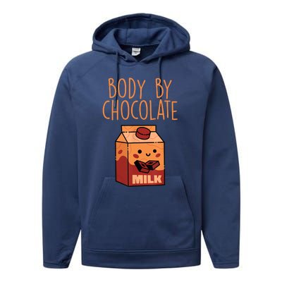 Body By Kawaii Chocolate Milk Drink Workout Chocolate Milk Performance Fleece Hoodie