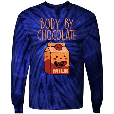 Body By Kawaii Chocolate Milk Drink Workout Chocolate Milk Tie-Dye Long Sleeve Shirt