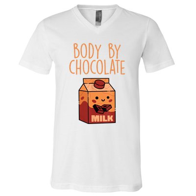 Body By Kawaii Chocolate Milk Drink Workout Chocolate Milk V-Neck T-Shirt