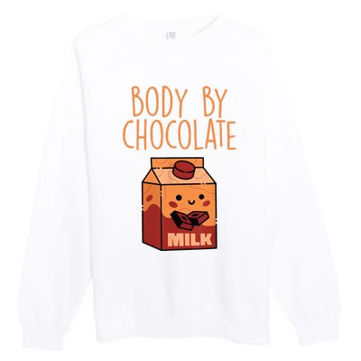 Body By Kawaii Chocolate Milk Drink Workout Chocolate Milk Premium Crewneck Sweatshirt