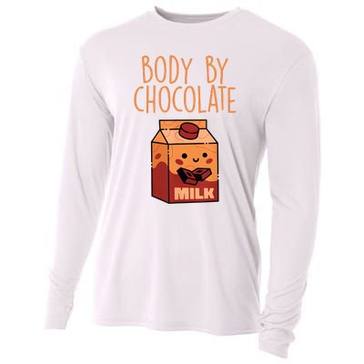 Body By Kawaii Chocolate Milk Drink Workout Chocolate Milk Cooling Performance Long Sleeve Crew