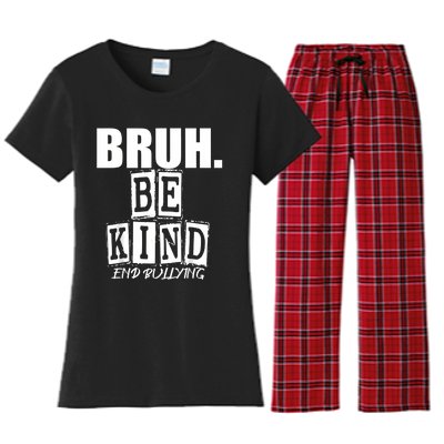 Bruh Be Kind Funny Orange Anti Bullying Unity Day Women's Flannel Pajama Set