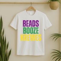 Beads Booze Krewes Mardi Gras Vintage T-Shirt