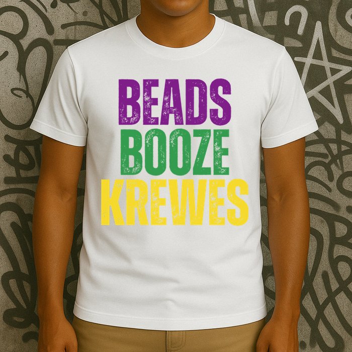 Beads Booze Krewes Mardi Gras Vintage T-Shirt
