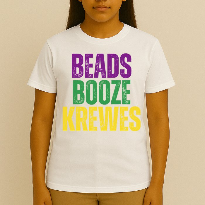 Beads Booze Krewes Mardi Gras Vintage T-Shirt