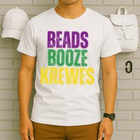 Beads Booze Krewes Mardi Gras Vintage T-Shirt