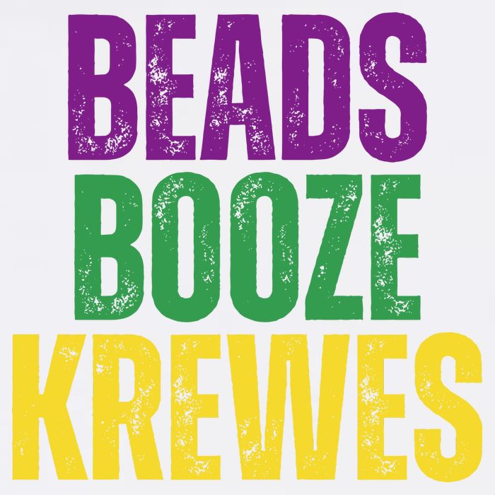 Beads Booze Krewes Mardi Gras Vintage Bucket Hat
