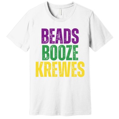 Beads Booze Krewes Mardi Gras Vintage Premium T-Shirt