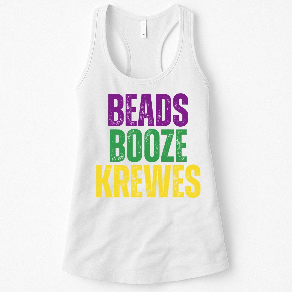 Beads Booze Krewes Mardi Gras Vintage Womens Tank Top