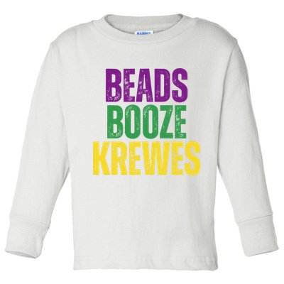 Beads Booze Krewes Mardi Gras Vintage Toddler Long Sleeve Shirt