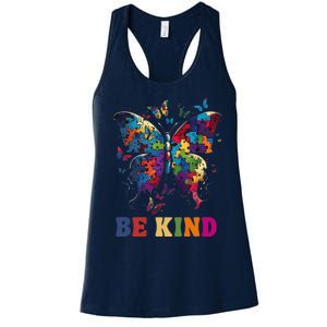 Butterfly Be Kind Autism Awareness Month Gifts Women's Racerback Tank