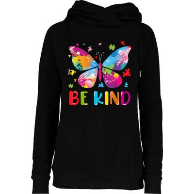 Butterfly Be Kind Autism Awareness Womens Funnel Neck Pullover Hood