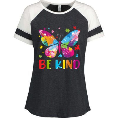 Butterfly Be Kind Autism Awareness Enza Ladies Jersey Colorblock Tee