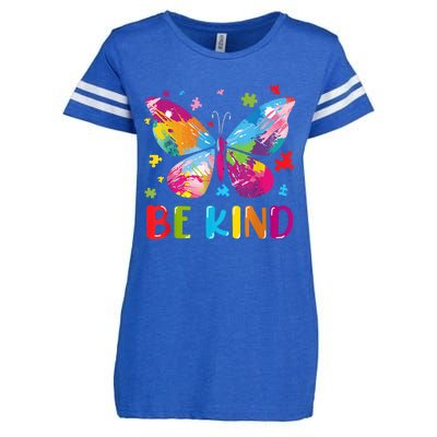 Butterfly Be Kind Autism Awareness Enza Ladies Jersey Football T-Shirt