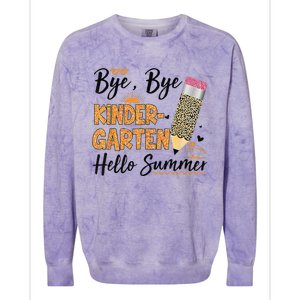 Bye Bye Kindergarten Hello Summer Leopard Last Day Of School Colorblast Crewneck Sweatshirt