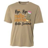 Bye Bye Kindergarten Hello Summer Leopard Last Day Of School Cooling Performance Crew T-Shirt