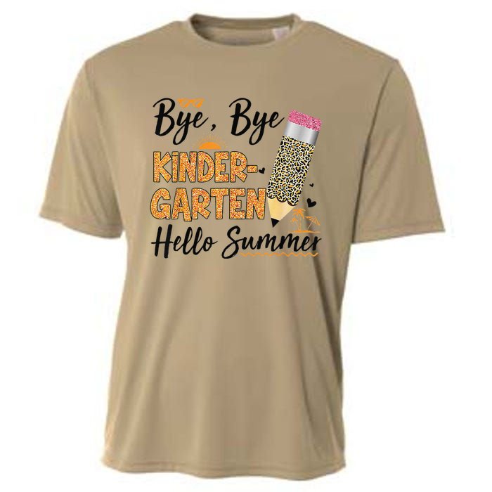 Bye Bye Kindergarten Hello Summer Leopard Last Day Of School Cooling Performance Crew T-Shirt