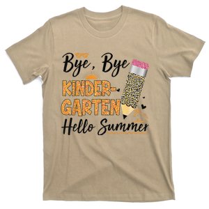 Bye Bye Kindergarten Hello Summer Leopard Last Day Of School T-Shirt