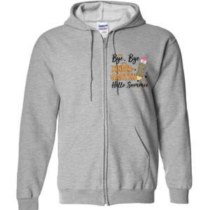 Bye Bye Kindergarten Hello Summer Leopard Last Day Of School Full Zip Hoodie