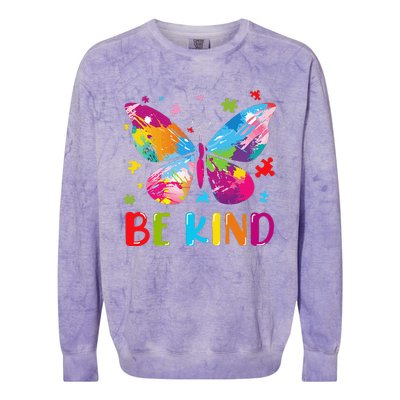 Butterfly Be Kind Autism Awareness Colorblast Crewneck Sweatshirt