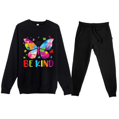 Butterfly Be Kind Autism Awareness Premium Crewneck Sweatsuit Set