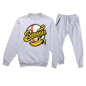 Banana Baseball Lover Cool Game Premium Crewneck Sweatsuit Set