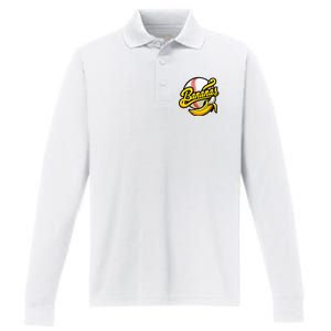 Banana Baseball Lover Cool Game Performance Long Sleeve Polo